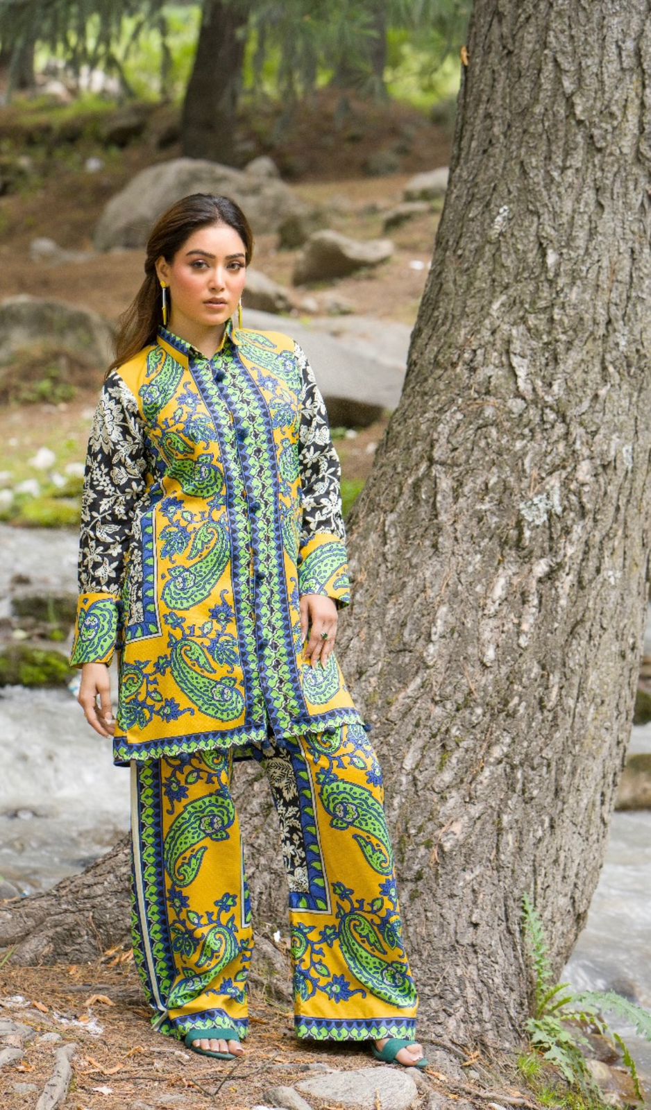 Mustard Green Premium Doriya Linen 2-Piece Suit