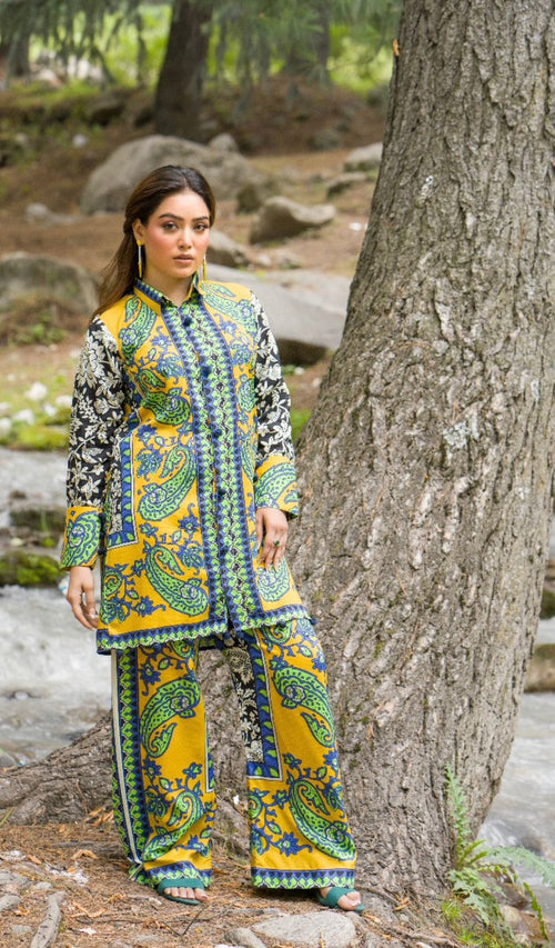 Mustard Green Premium Doriya Linen 2-Piece Suit