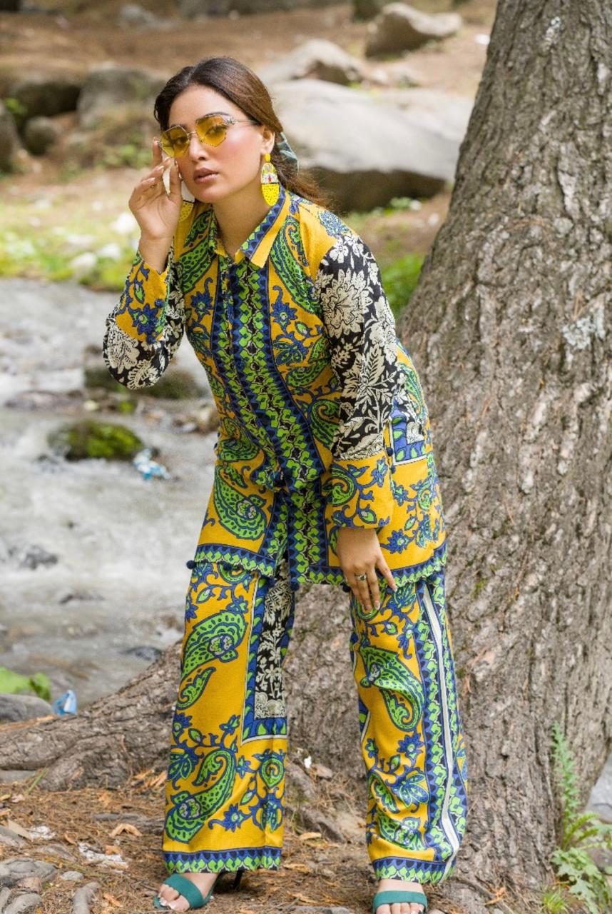 Mustard Green Premium Doriya Linen 2-Piece Suit