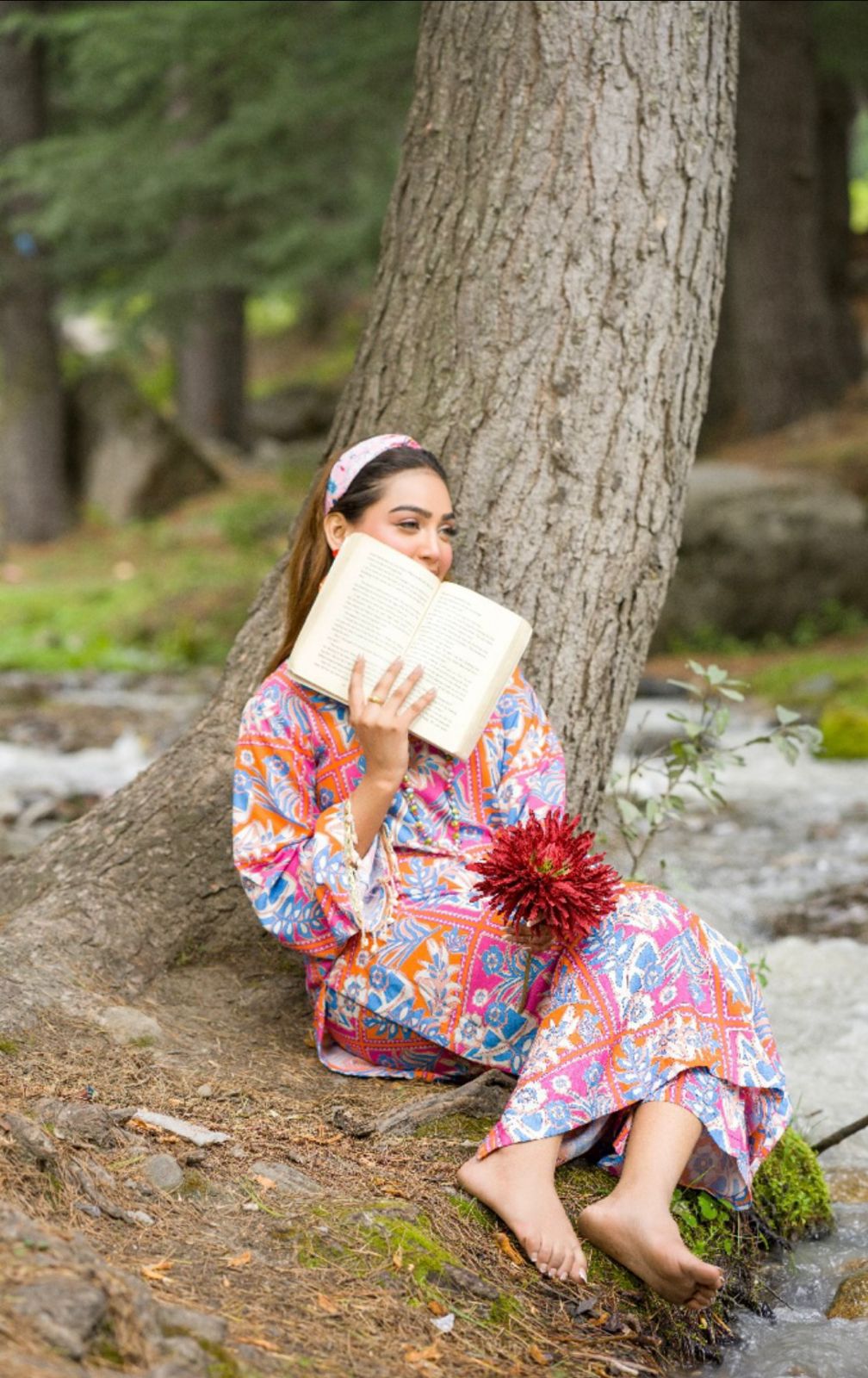 Multi-Color Botanical Print Premium Doriya Linen 2-Piece Suit