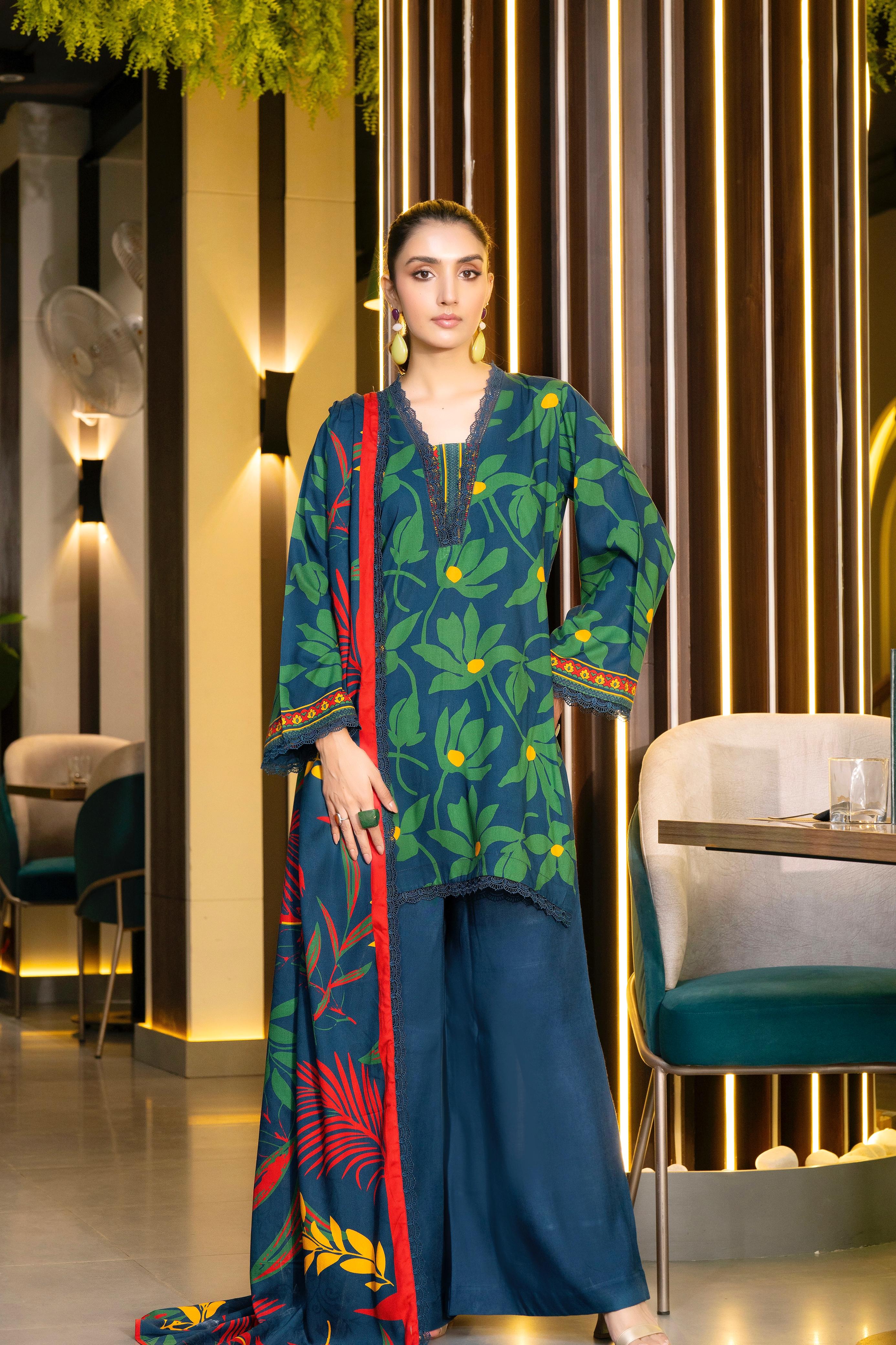 Vibrant 3-Piece Tropical Print Suit – Bold, Breezy & Beautifu